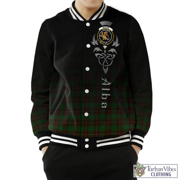 MacFie Hunting Tartan Baseball Jacket Featuring Alba Gu Brath Family Crest Celtic Inspired