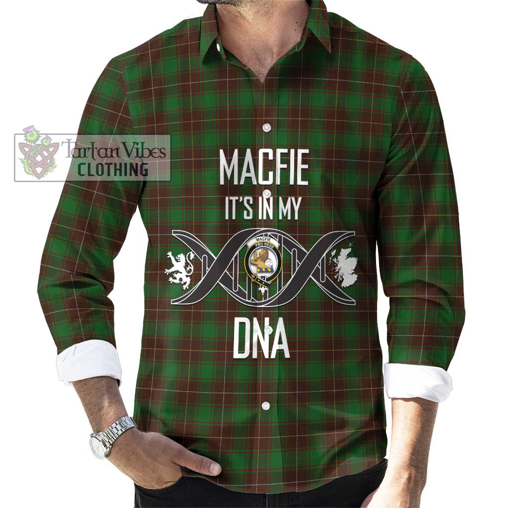 MacFie Hunting Tartan Long Sleeve Button Shirt with Family Crest DNA In Me Style Men's Shirt S - Tartanvibesclothing Shop