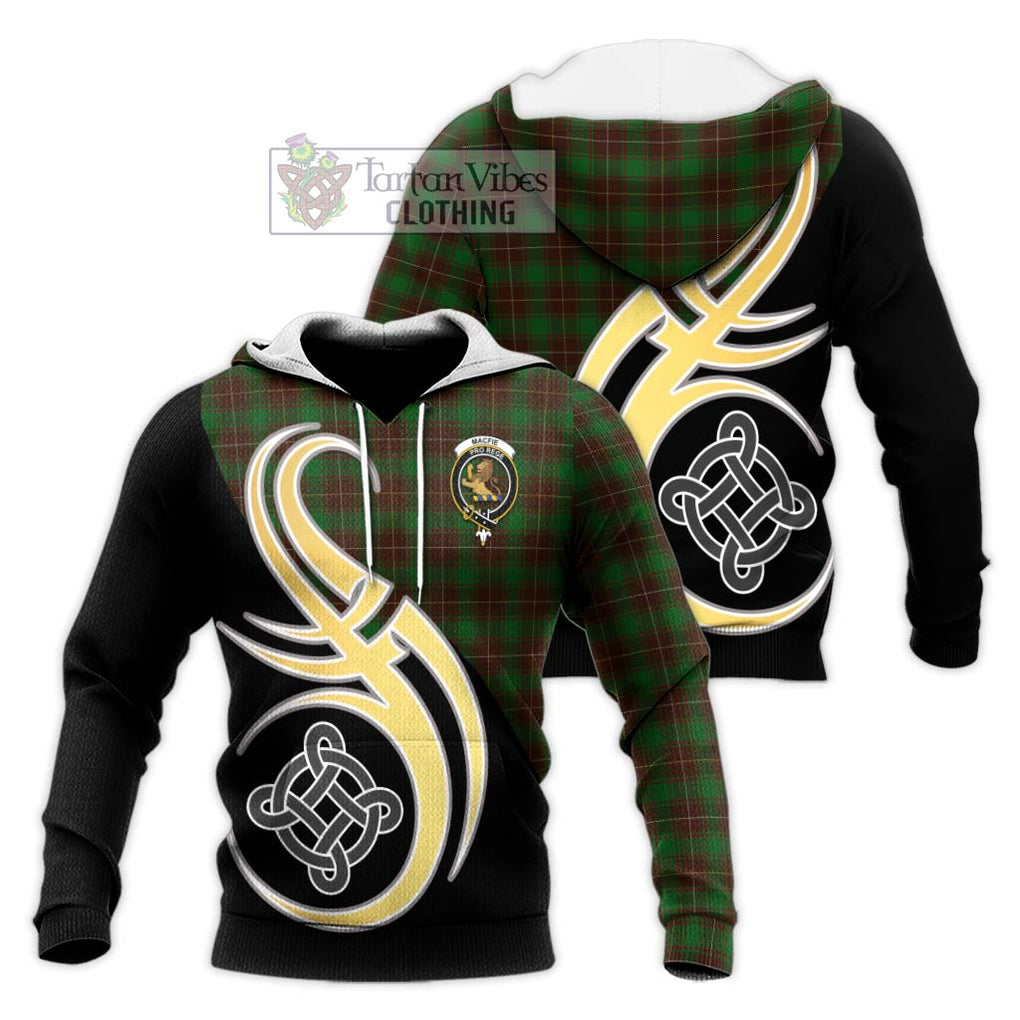 MacFie Hunting Tartan Knitted Hoodie with Family Crest and Celtic Symbol Style Unisex Knitted Pullover Hoodie - Tartan Vibes Clothing