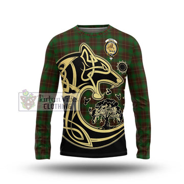 MacFie Hunting Tartan Long Sleeve T-Shirt with Family Crest Celtic Wolf Style