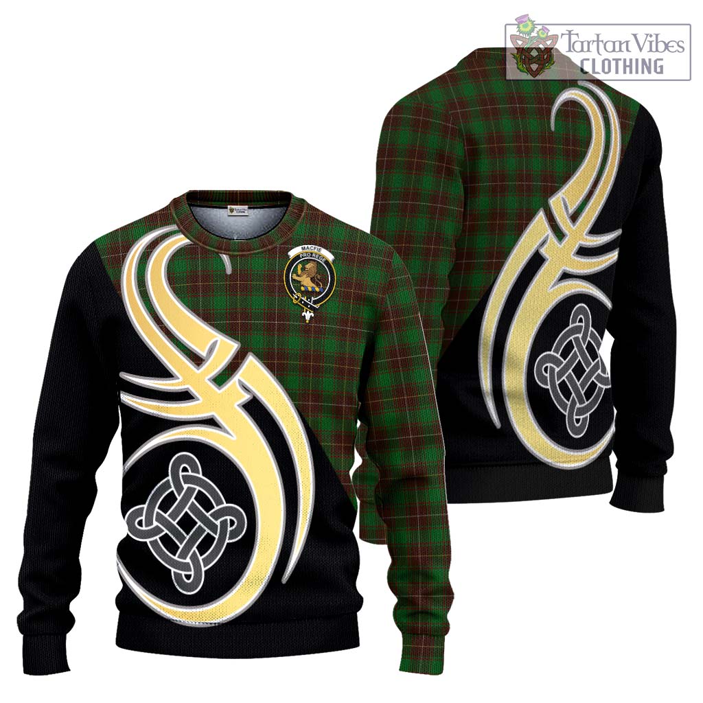 MacFie Hunting Tartan Knitted Sweater with Family Crest and Celtic Symbol Style Unisex - Tartan Vibes Clothing