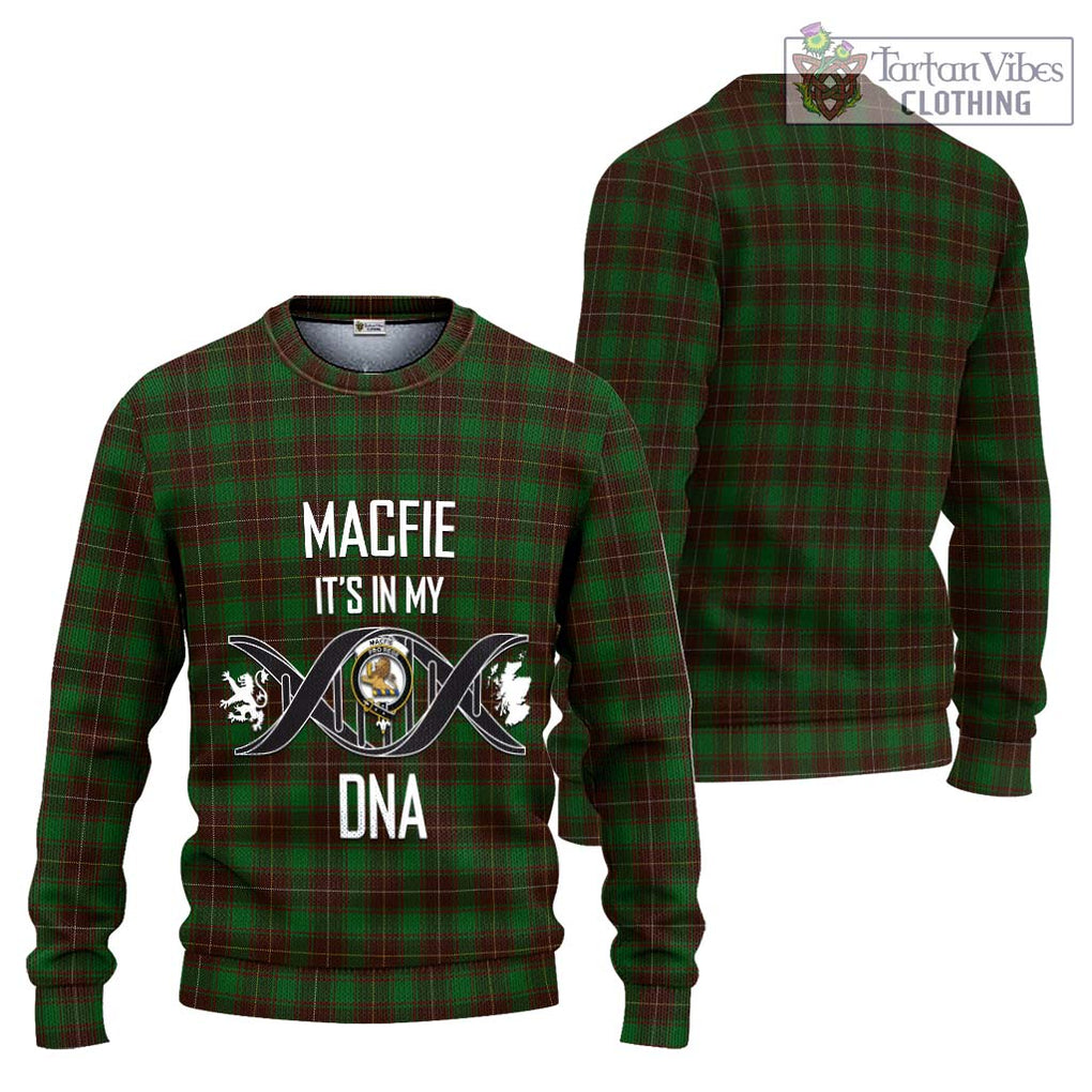 MacFie Hunting Tartan Knitted Sweater with Family Crest DNA In Me Style Unisex - Tartanvibesclothing Shop