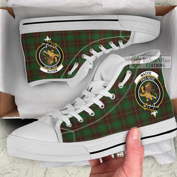 MacFie Hunting Tartan High Top Shoes with Family Crest