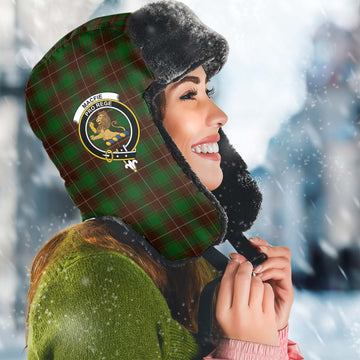 MacFie Hunting Tartan Winter Trapper Hat with Family Crest