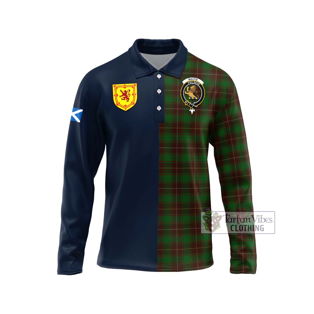 Tartan Vibes Clothing MacFie Hunting Tartan Long Sleeve Polo Shirt with Scottish Lion Royal Arm Half Style