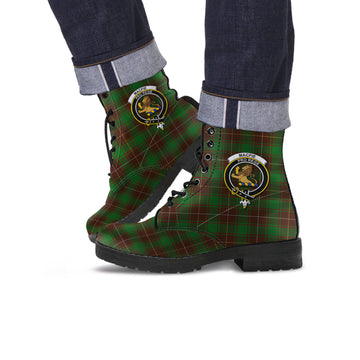 MacFie Hunting Tartan Leather Boots with Family Crest