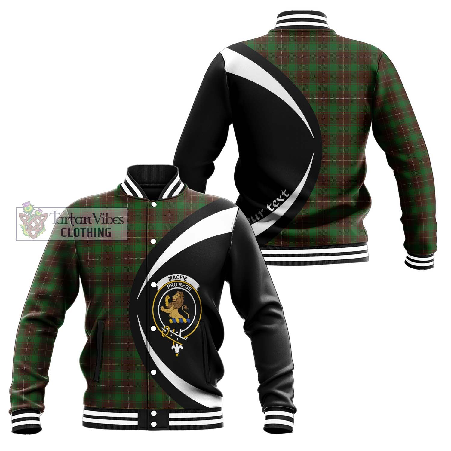 MacFie Hunting Tartan Baseball Jacket with Family Crest Circle Style Unisex - Tartan Vibes Clothing