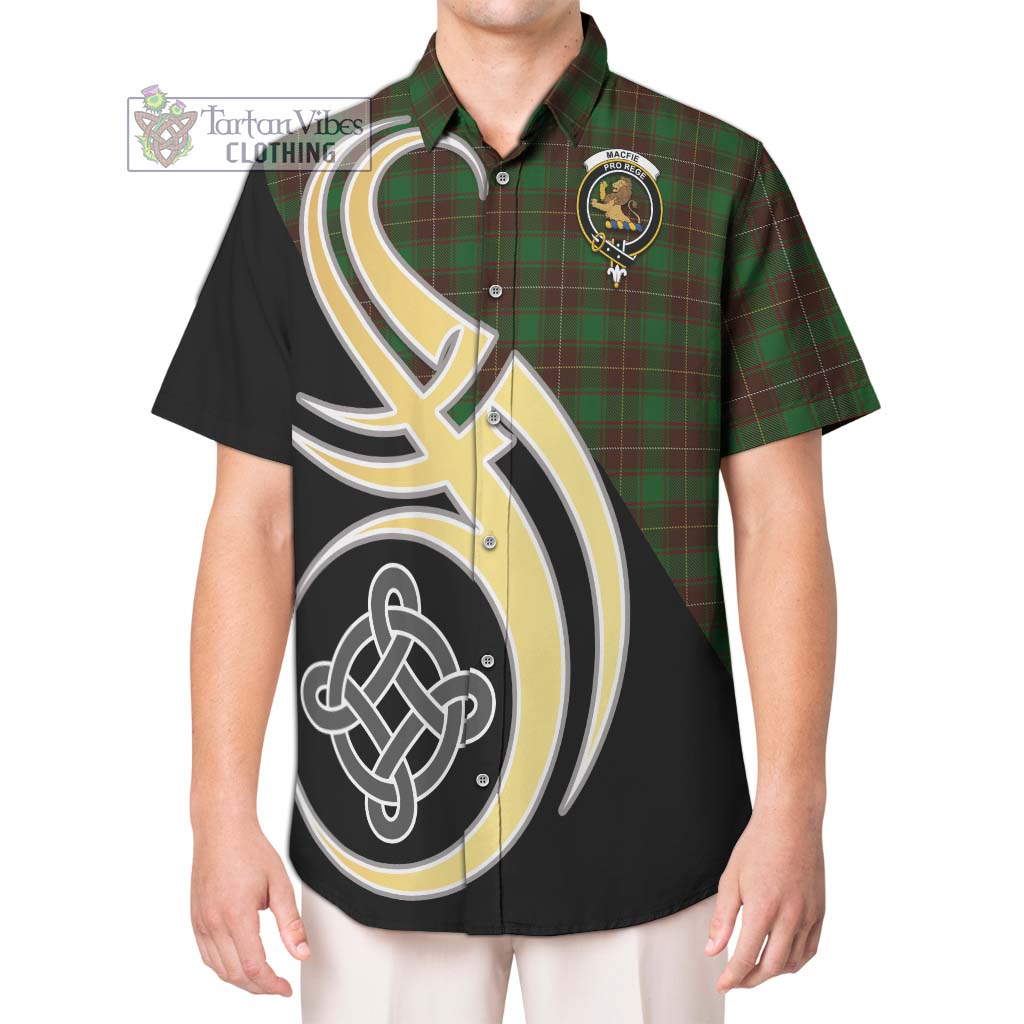 MacFie Hunting Tartan Short Sleeve Button Shirt with Family Crest and Celtic Symbol Style Kid - Tartan Vibes Clothing