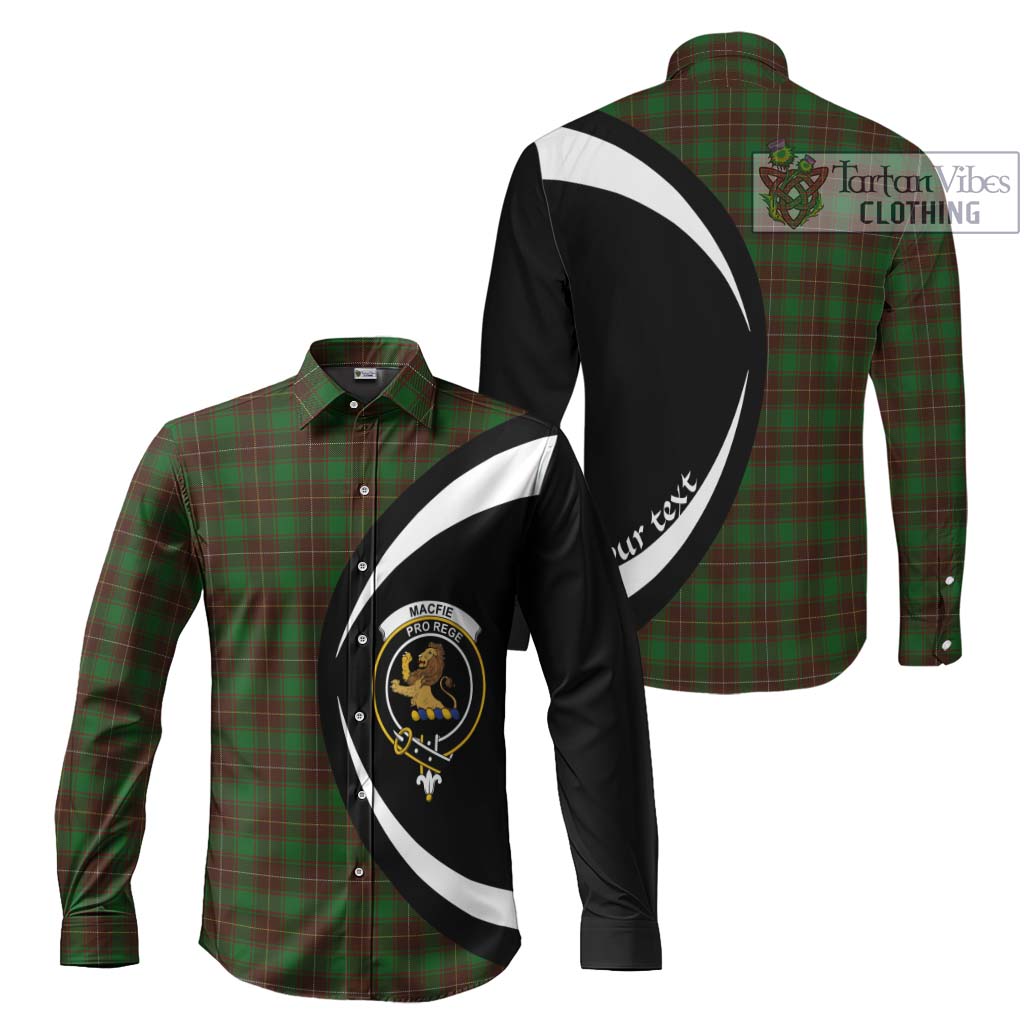 MacFie Hunting Tartan Long Sleeve Button Up with Family Crest Circle Style Men's Shirt S - Tartan Vibes Clothing