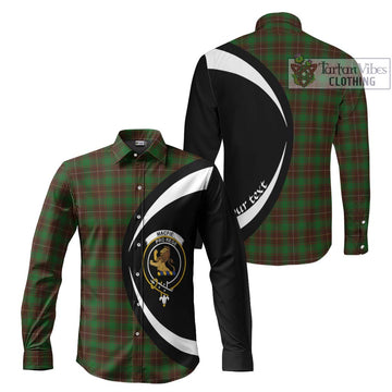 MacFie Hunting Tartan Long Sleeve Button Up with Family Crest Circle Style