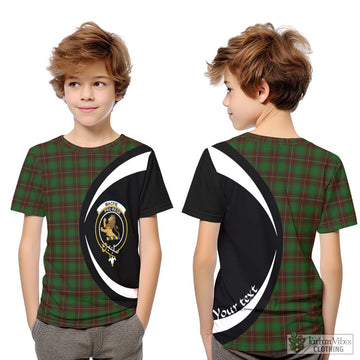 MacFie Hunting Tartan Kid T-Shirt with Family Crest Circle Style