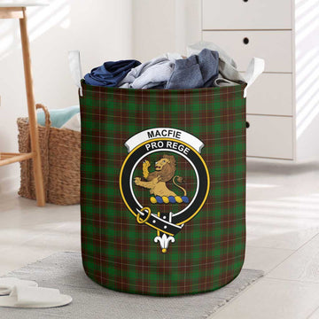 MacFie Hunting Tartan Laundry Basket with Family Crest