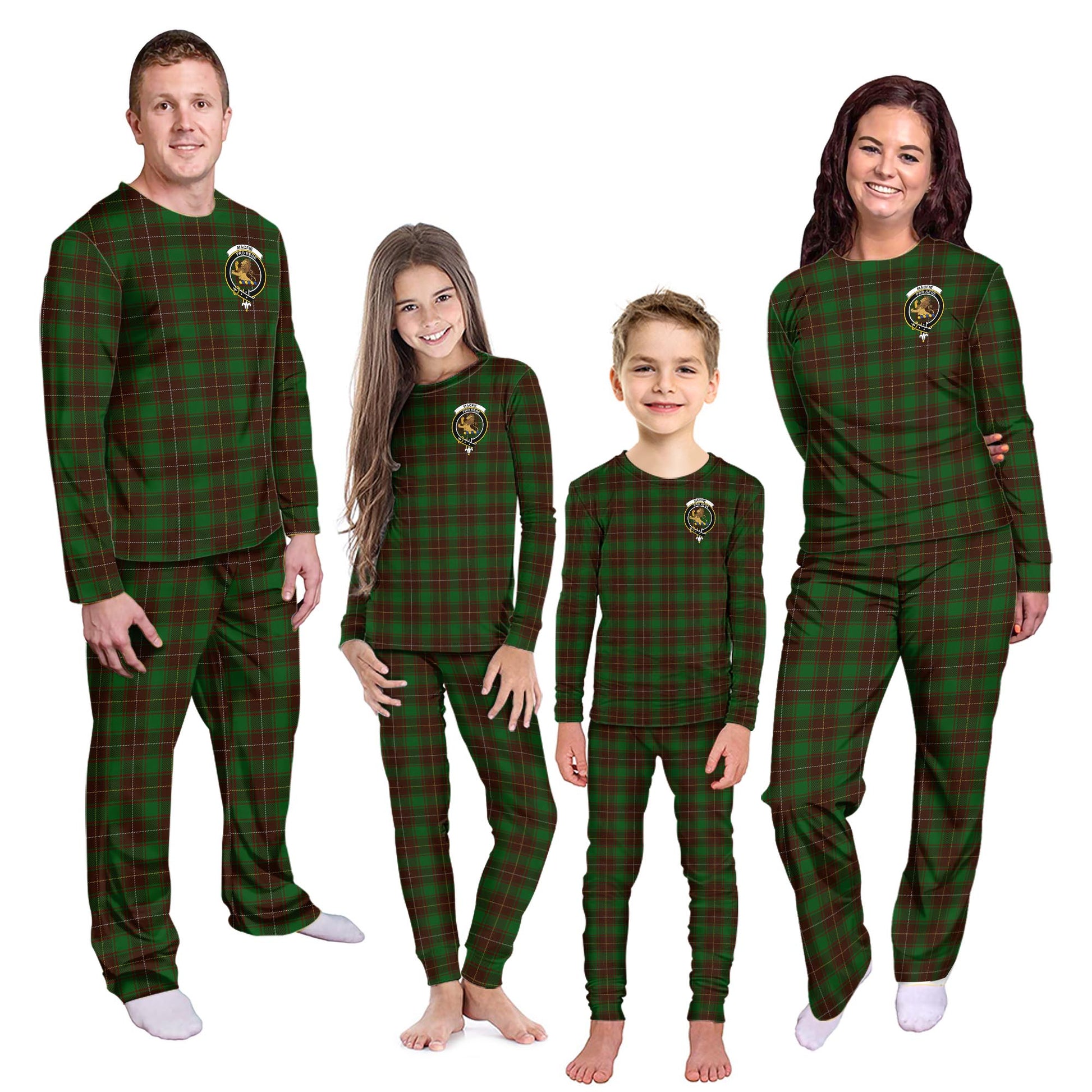 MacFie Hunting Tartan Pajamas Family Set with Family Crest - Tartanvibesclothing