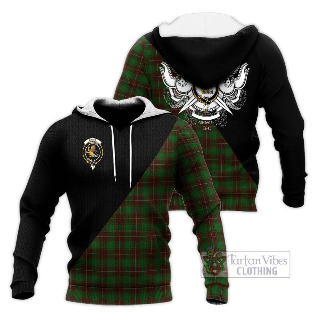 MacFie Hunting Tartan Knitted Hoodie with Family Crest and Military Logo Style Unisex Knitted Pullover Hoodie - Tartanvibesclothing Shop