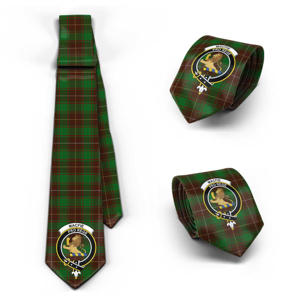 MacFie Hunting Tartan Classic Necktie with Family Crest Necktie One Size - Tartan Vibes Clothing