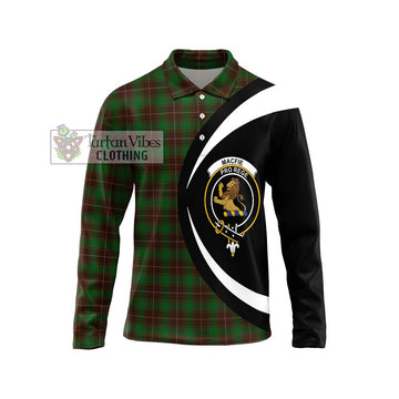 MacFie Hunting Tartan Long Sleeve Polo Shirt with Family Crest Circle Style