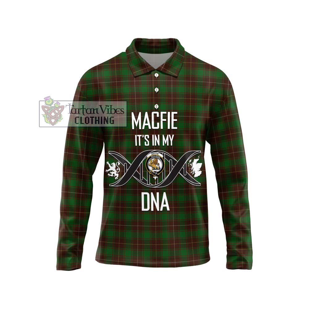 MacFie Hunting Tartan Long Sleeve Polo Shirt with Family Crest DNA In Me Style Unisex - Tartanvibesclothing Shop