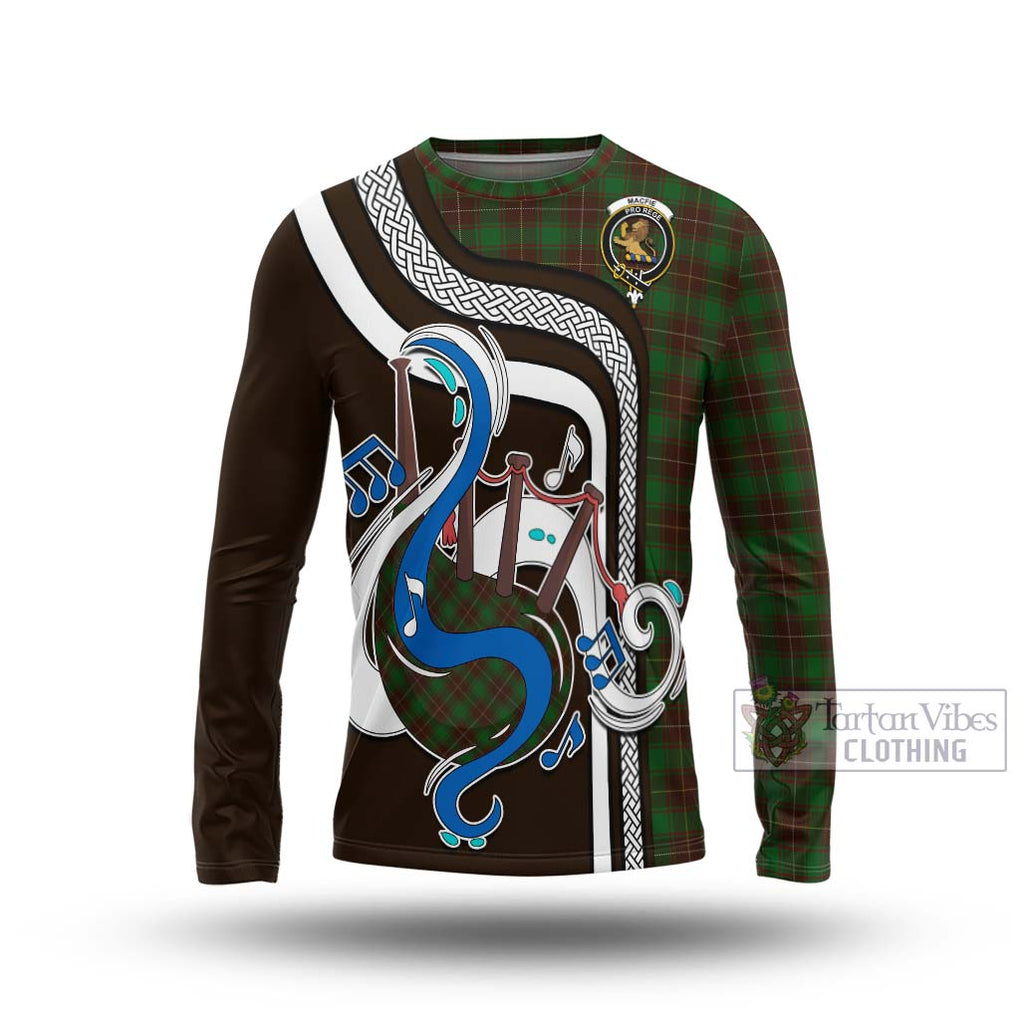 Tartan Vibes Clothing MacFie Hunting Tartan Long Sleeve T-Shirt with Epic Bagpipe Style