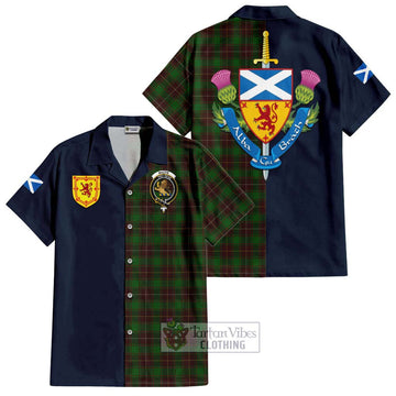 MacFie Hunting Tartan Short Sleeve Button Shirt Alba with Scottish Lion Royal Arm Half Style