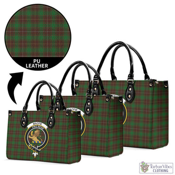 MacFie Hunting Tartan Luxury Leather Handbags with Family Crest