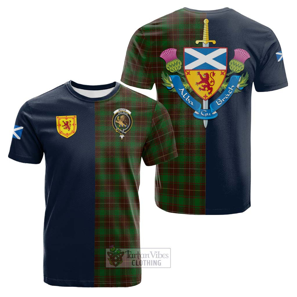 Tartan Vibes Clothing MacFie Hunting Tartan Cotton T-shirt with Scottish Lion Royal Arm Half Style