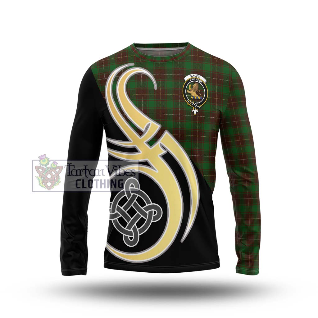 MacFie Hunting Tartan Long Sleeve T-Shirt with Family Crest and Celtic Symbol Style Unisex - Tartan Vibes Clothing