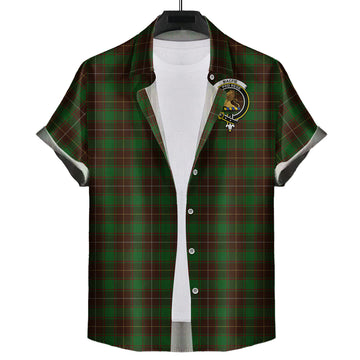 MacFie Hunting Tartan Short Sleeve Button Down Shirt with Family Crest