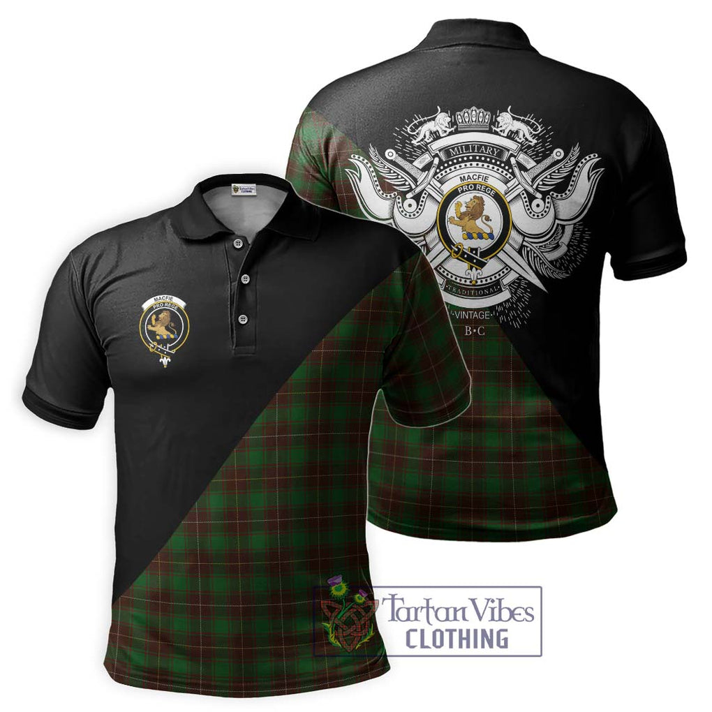 MacFie Hunting Tartan Polo Shirt with Family Crest and Military Logo Style Kid - Tartanvibesclothing Shop