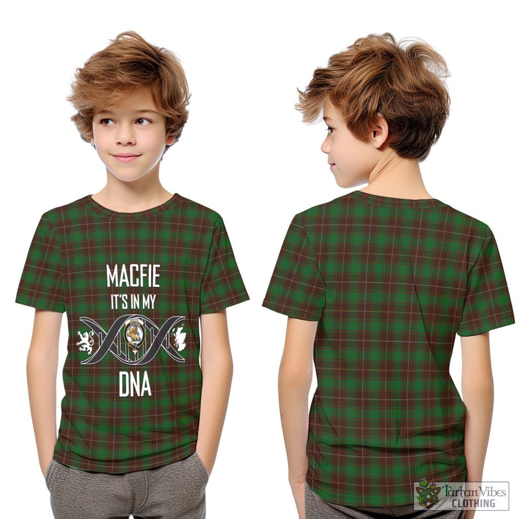 MacFie Hunting Tartan Kid T-Shirt with Family Crest DNA In Me Style Youth XL Size14 - Tartanvibesclothing Shop