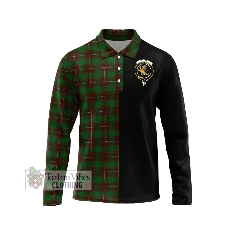 MacFie Hunting Tartan Long Sleeve Polo Shirt with Family Crest and Half Of Me Style Unisex - Tartanvibesclothing Shop