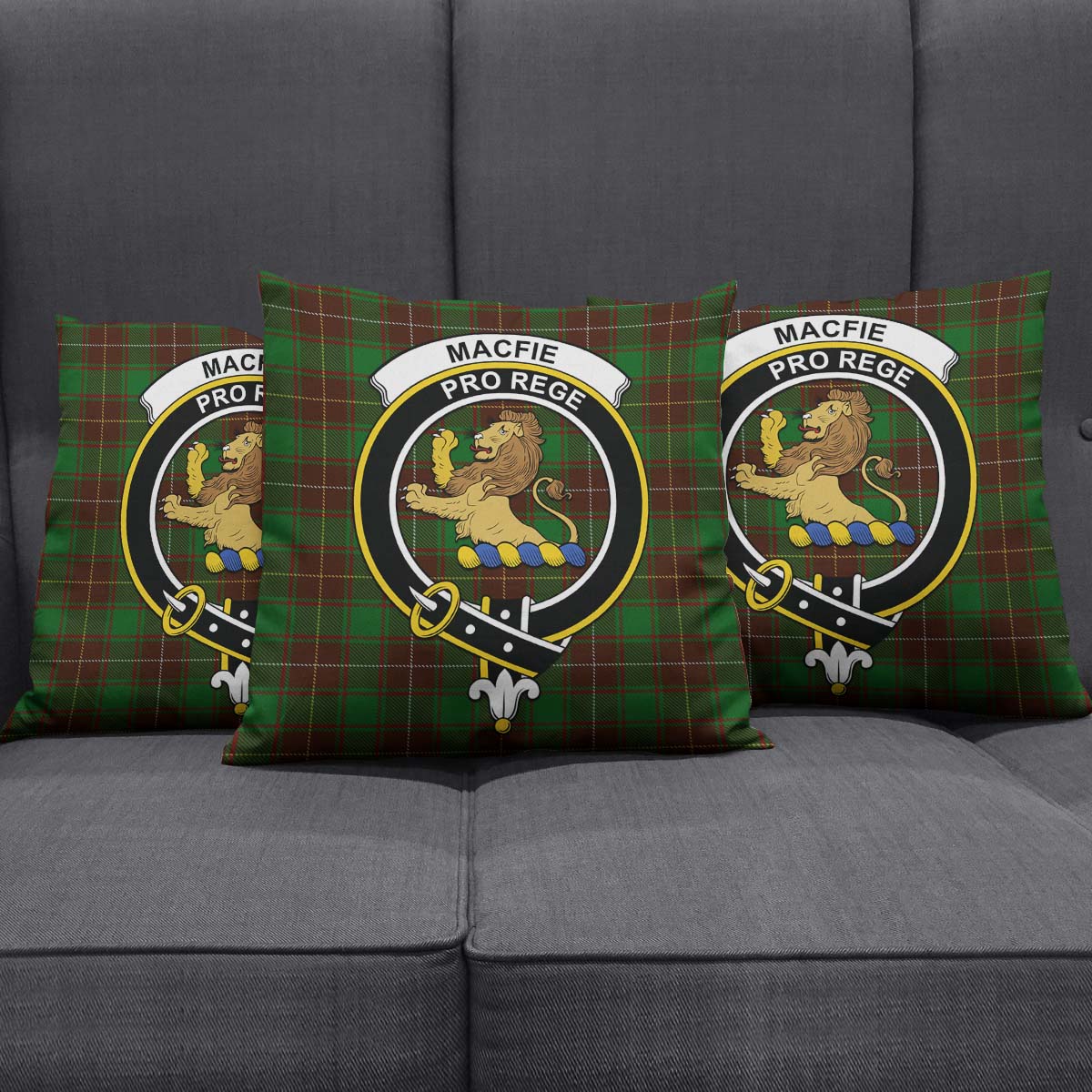 MacFie Hunting Tartan Pillow Cover with Family Crest Square Pillow Cover - Tartanvibesclothing