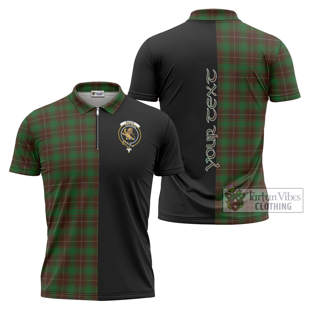 MacFie Hunting Tartan Zipper Polo Shirt with Family Crest and Half Of Me Style Unisex - Tartanvibesclothing Shop