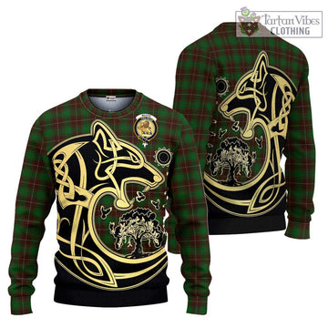 MacFie Hunting Tartan Ugly Sweater with Family Crest Celtic Wolf Style