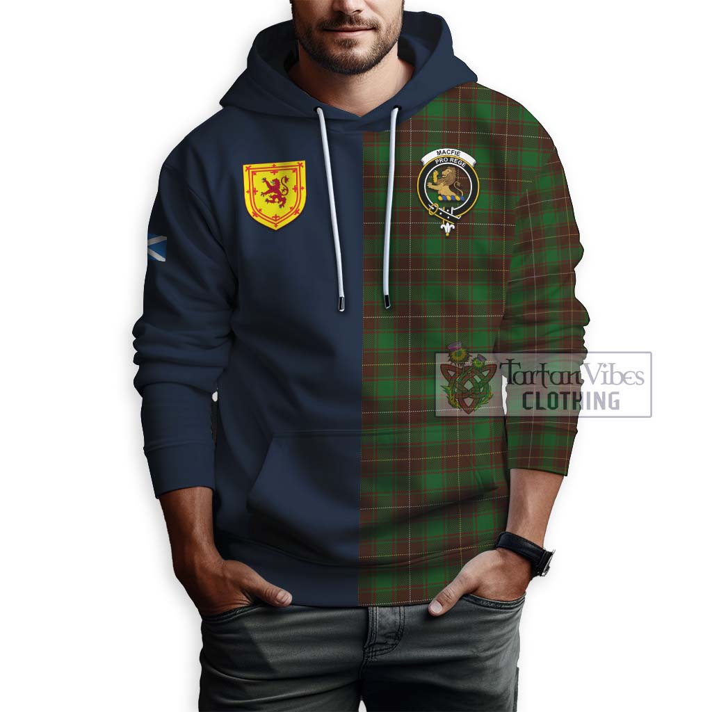 Tartan Vibes Clothing MacFie Hunting Tartan Hoodie with Scottish Lion Royal Arm Half Style