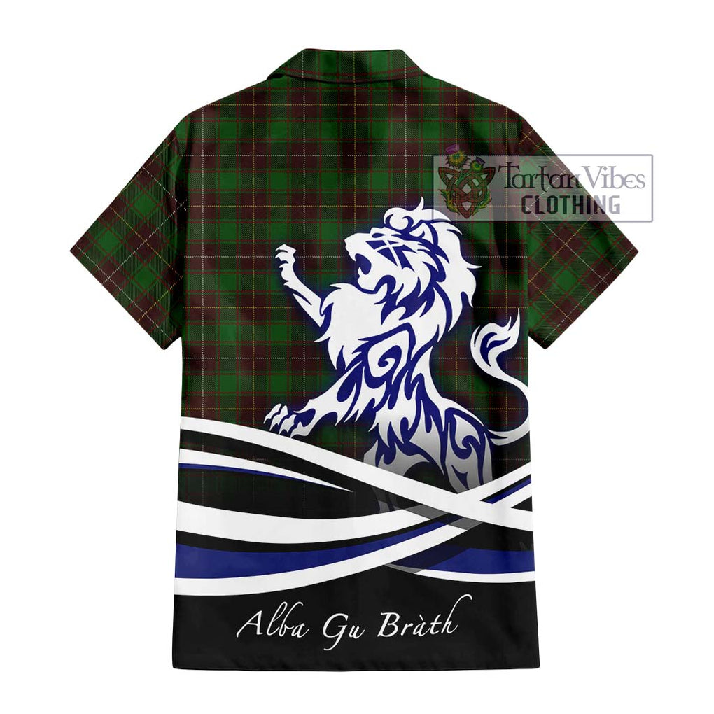 MacFie Hunting Tartan Short Sleeve Button Shirt with Alba Gu Brath Regal Lion Emblem - Tartanvibesclothing Shop