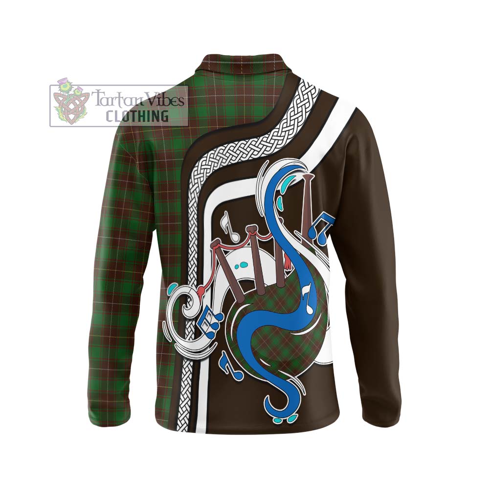 Tartan Vibes Clothing MacFie Hunting Tartan Long Sleeve Polo Shirt with Epic Bagpipe Style