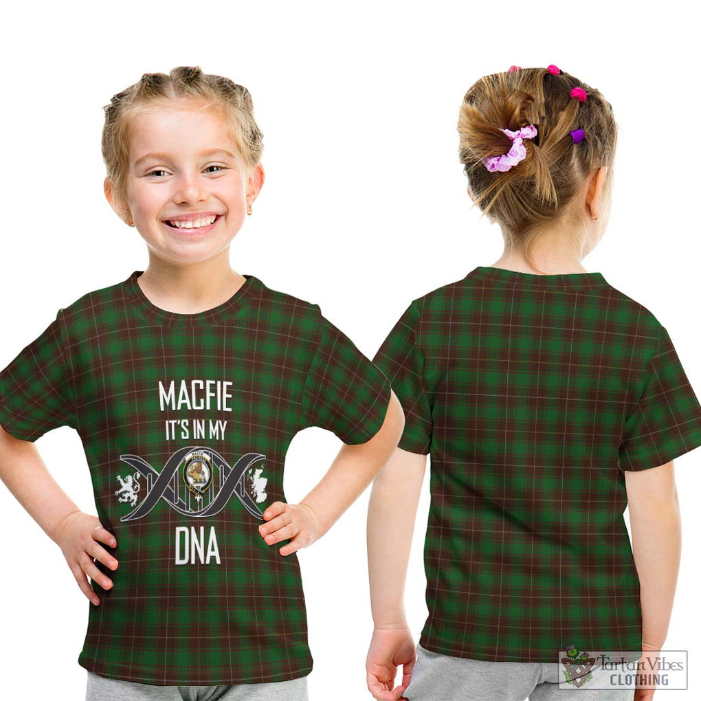 MacFie Hunting Tartan Kid T-Shirt with Family Crest DNA In Me Style - Tartanvibesclothing Shop