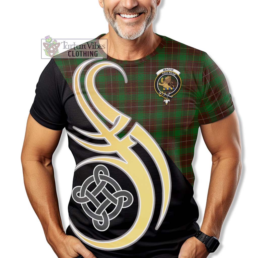 Tartan Vibes Clothing MacFie Hunting Tartan T-Shirt with Family Crest and Celtic Symbol Style