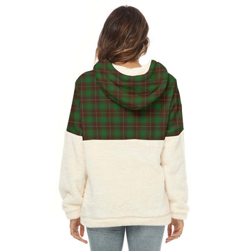 MacFie Hunting Tartan Women's Borg Fleece Hoodie With Half Zip with Family Crest