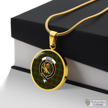 MacFie Hunting Tartan Circle Necklace with Family Crest