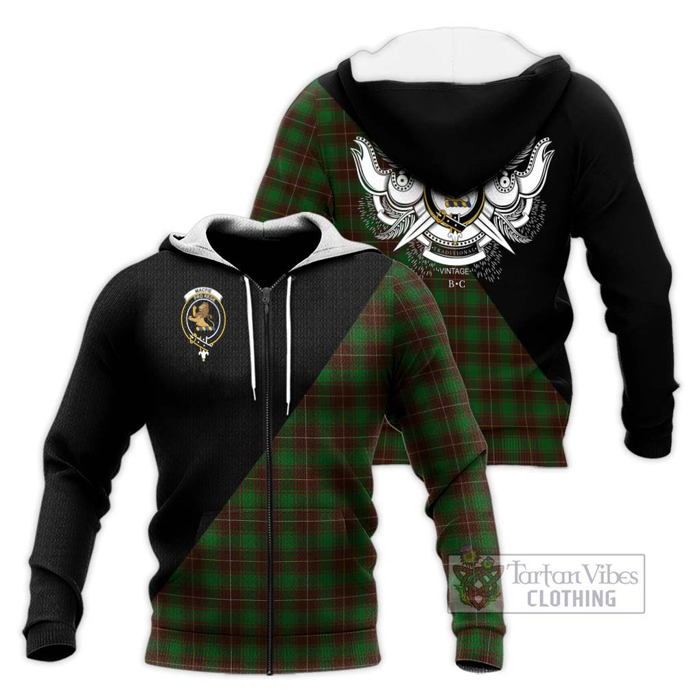 MacFie Hunting Tartan Knitted Hoodie with Family Crest and Military Logo Style Unisex Knitted Zip Hoodie - Tartanvibesclothing Shop