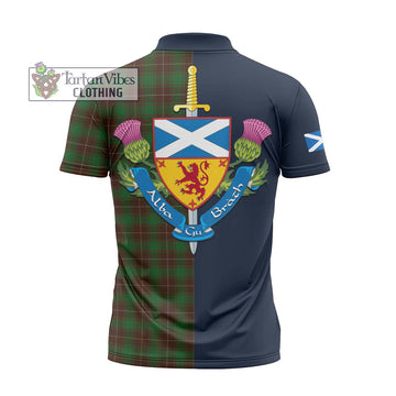 MacFie Hunting Tartan Zipper Polo Shirt Alba with Scottish Lion Royal Arm Half Style