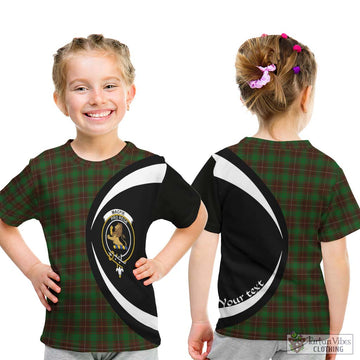 MacFie Hunting Tartan Kid T-Shirt with Family Crest Circle Style