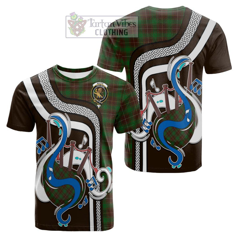 Tartan Vibes Clothing MacFie Hunting Tartan Cotton T-shirt with Epic Bagpipe Style