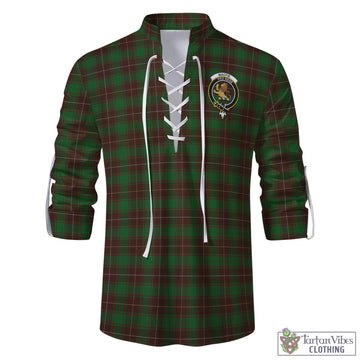 MacFie Hunting Tartan Men's Scottish Traditional Jacobite Ghillie Kilt Shirt with Family Crest