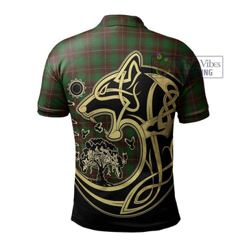 MacFie Hunting Tartan Polo Shirt with Family Crest Celtic Wolf Style