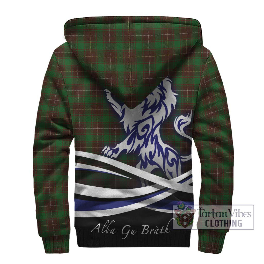 MacFie Hunting Tartan Sherpa Hoodie with Alba Gu Brath Regal Lion Emblem - Tartanvibesclothing Shop