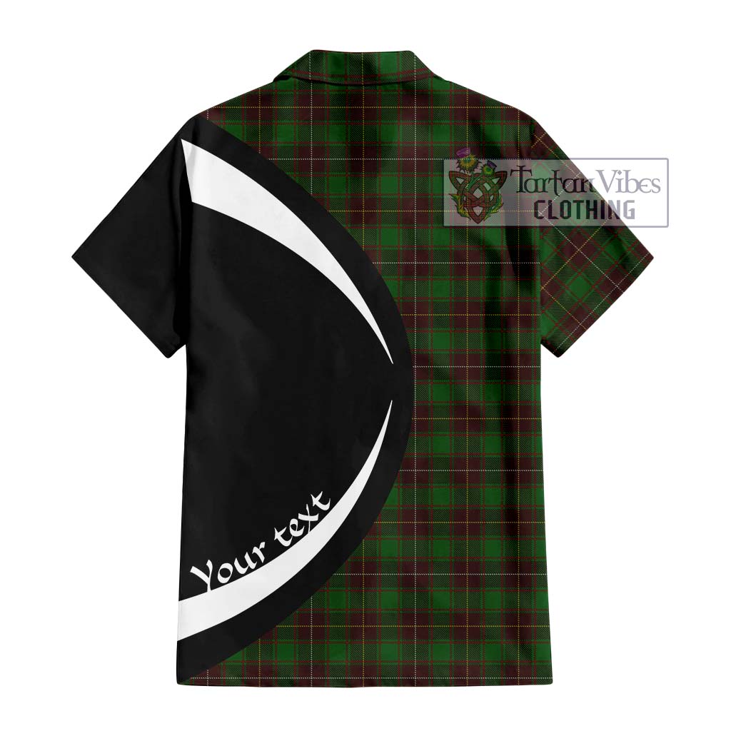 MacFie Hunting Tartan Short Sleeve Button Up with Family Crest Circle Style - Tartan Vibes Clothing