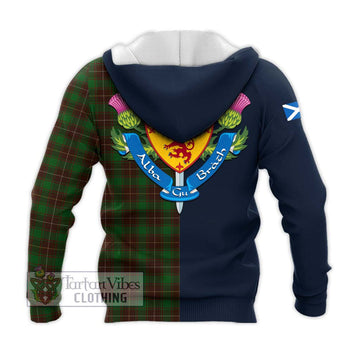 MacFie Hunting Tartan Knitted Hoodie Alba with Scottish Lion Royal Arm Half Style