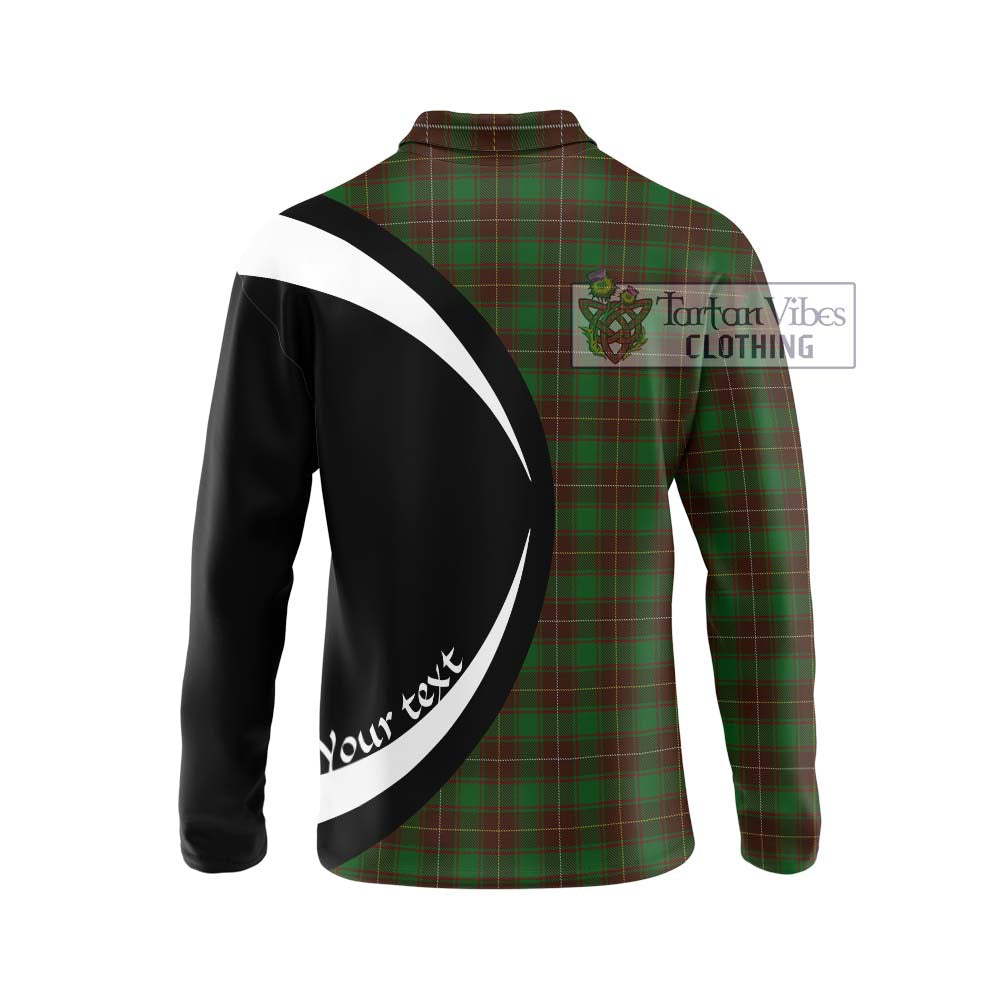 MacFie Hunting Tartan Long Sleeve Polo Shirt with Family Crest Circle Style - Tartan Vibes Clothing